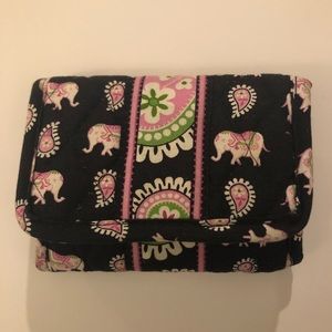 Vera Bradley Retired Black Elephant TriFold Wallet